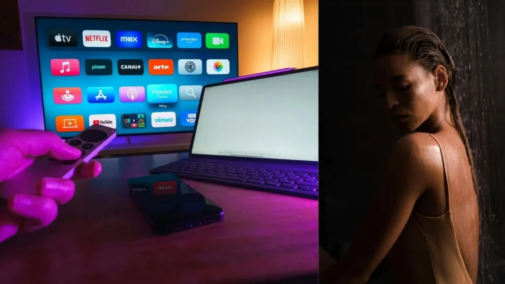 User browsing IPTV with adult channels on a smart TV screen